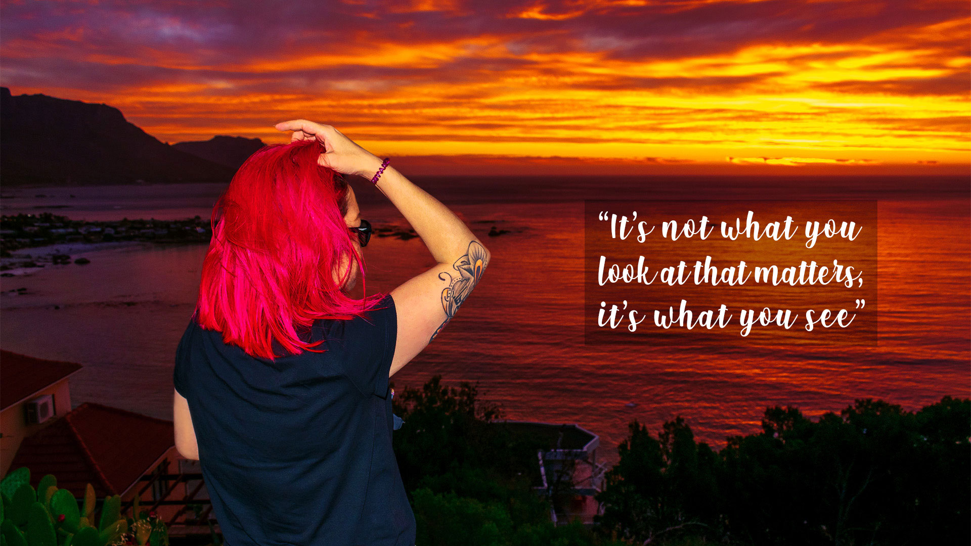 Red Haired Girl Watching Fiery Camps Bay Sunset | Lycona Photography | Call: +27 83 246 5949