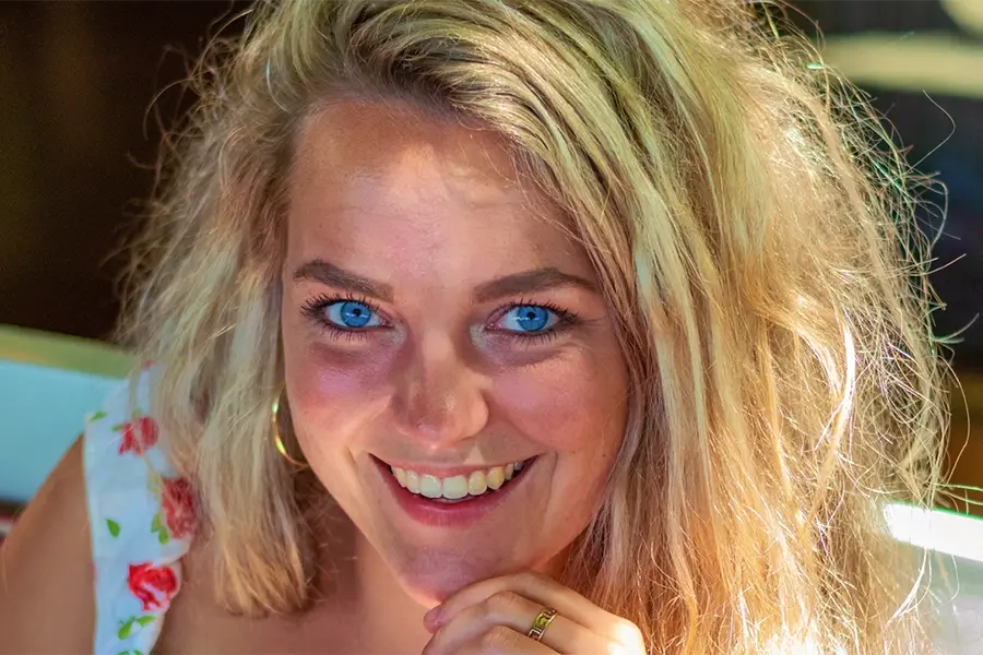 Beautiful Blonde Girl Smiling At Camera at Delaire Graff Estate in Stellenbosch, Cape Town - Lycona Photography